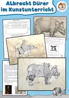 Vorschau - Arbeitsblätter - Albrecht Dürer im Kunstunterricht, fertige Kunststunden zu Albrecht Dürers Nashorn - Deckblatt