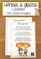 Vorschau - Anderer Materialtyp - Hänsel und Gretel Liedtext (Diff. Kopiervorlagen) - Deckblatt