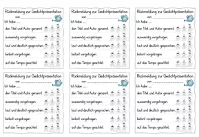 Vorschau - Arbeitsblätter - Rückmeldung Gedichtvortrag Klasse 1-2 - Seite 1