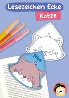 Vorschau - Mal- und Bastelvorlagen - Lesezeichen Ecke – Katze - Deckblatt