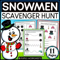 Vorschau - Arbeitsblätter - SNOWMEN Scavenger Hunt Game | Winter Worksheets - Deckblatt