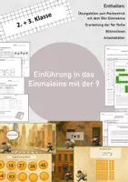 Vorschau - Arbeitsblätter - 9er Reihe / Einmaleins mit 9 / Einführung - Deckblatt