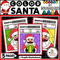 Vorschau - Arbeitsblätter - Weihnachtsmann Ausmalen nach Zahlen I Zahlen 1-10 üben (Weihnachtsmathematik) - Deckblatt