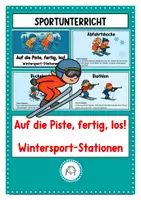 Vorschau - Stationenlernen - Auf die Piste, fertig, los! – Wintersport-Stationen für die Grundschule - Deckblatt