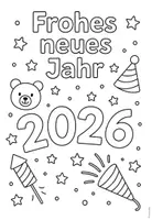 Vorschau - Mal- und Bastelvorlagen - FREEBIE: Ausmalbild Silvester / Neujahr 2026 - Seite 3