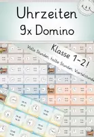 Vorschau - Stationenlernen - Uhrzeiten lesen, 9x Dominos, Klasse 1-2, differenziert! - Deckblatt