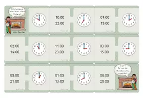 Vorschau - Stationenlernen - Uhrzeiten lesen, 9x Dominos, Klasse 1-2, differenziert! - Seite 1