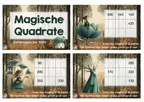 Vorschau - Aufgabenkarten - Magische Quadrate im Zahlenraum (Zehnerzahlen) bis 1000 - Kartei für die Freiarbeit - Seite 2