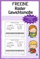 Vorschau - Merkblätter - Freebie: Raster und Merkblatt zu den Gewichtsmaßen im Zahlenraum 1000 - Deckblatt