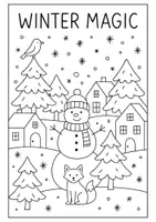 Vorschau - Mal- und Bastelvorlagen - Winter Magic - Ausmalbild zum Thema Winter - Deckblatt