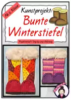 Vorschau - Stundenentwürfe - Kunst WINTER: Bunte Winterstiefel - Deckblatt