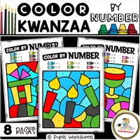 Vorschau - Arbeitsblätter - KWANZAA Color By Number Worksheets | Numbers 1-10 Practice - Deckblatt