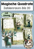 Vorschau - Aufgabenkarten - Magische Quadrate im Zahlenraum bis 20 - Kartei für die Freiarbeit - Deckblatt