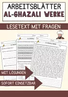 Vorschau - Arbeitsblätter - Al-Ghazali Werke Religion Arbeitsblätter mit Fragen + Lösungen Lesetext - Deckblatt