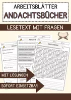 Vorschau - Arbeitsblätter - Andachtsbücher Religion Arbeitsblätter mit Fragen + Lösungen Lesetext - Deckblatt