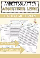 Vorschau - Arbeitsblätter - Augustinus Lehre Religion Arbeitsblätter mit Fragen + Lösungen Lesetext - Deckblatt