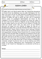 Vorschau - Arbeitsblätter - Buddha Lehren Religion Arbeitsblätter mit Fragen + Lösungen Lesetext - Seite 1