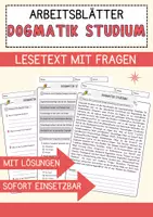 Vorschau - Arbeitsblätter - Dogmatik Studium Religion Arbeitsblätter mit Fragen + Lösungen Lesetext - Deckblatt