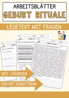 Vorschau - Arbeitsblätter - Geburt Rituale Religion Arbeitsblätter mit Fragen + Lösungen Lesetext - Deckblatt