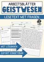 Vorschau - Arbeitsblätter - Geistwesen Religion Arbeitsblätter mit Fragen + Lösungen Lesetext - Deckblatt