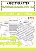 Vorschau - Arbeitsblätter - Glaubensgemeinschaften Religion Arbeitsblätter mit Fragen + Lösungen Lesetext - Deckblatt