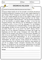 Vorschau - Arbeitsblätter - Greenpeace Religion Religion Arbeitsblätter mit Fragen + Lösungen Lesetext - Seite 1