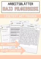 Vorschau - Arbeitsblätter - Hajj Pilgerreise Religion Arbeitsblätter mit Fragen + Lösungen Lesetext - Deckblatt