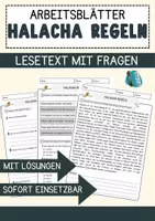 Vorschau - Arbeitsblätter - Halacha Regeln Religion Arbeitsblätter mit Fragen + Lösungen Lesetext - Deckblatt