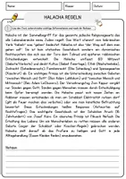 Vorschau - Arbeitsblätter - Halacha Regeln Religion Arbeitsblätter mit Fragen + Lösungen Lesetext - Seite 1