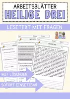 Vorschau - Arbeitsblätter - Heilige Drei Religion Arbeitsblätter mit Fragen + Lösungen Lesetext - Deckblatt
