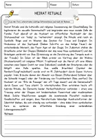 Vorschau - Arbeitsblätter - Heirat Rituale Religion Arbeitsblätter mit Fragen + Lösungen Lesetext - Seite 1
