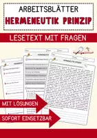 Vorschau - Arbeitsblätter - Hermeneutik Prinzip Religion Arbeitsblätter mit Fragen + Lösungen Lesetext - Deckblatt