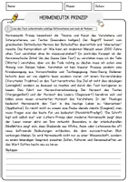 Vorschau - Arbeitsblätter - Hermeneutik Prinzip Religion Arbeitsblätter mit Fragen + Lösungen Lesetext - Seite 1