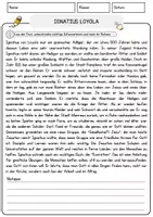 Vorschau - Arbeitsblätter - Ignatius Loyola Religion Arbeitsblätter mit Fragen + Lösungen Lesetext - Seite 1
