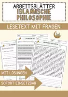 Vorschau - Arbeitsblätter - Islamische Philosophie Religion Arbeitsblätter mit Fragen + Lösungen Lesetext - Deckblatt