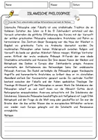 Vorschau - Arbeitsblätter - Islamische Philosophie Religion Arbeitsblätter mit Fragen + Lösungen Lesetext - Seite 1