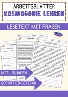Vorschau - Arbeitsblätter - Kosmogonie Lehren Religion Arbeitsblätter mit Fragen + Lösungen Lesetext - Deckblatt