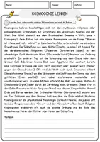 Vorschau - Arbeitsblätter - Kosmogonie Lehren Religion Arbeitsblätter mit Fragen + Lösungen Lesetext - Seite 1