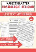 Vorschau - Arbeitsblätter - Kosmologie Religion Religion Arbeitsblätter mit Fragen + Lösungen Lesetext - Deckblatt