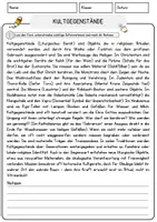 Vorschau - Arbeitsblätter - Kultgegenstände Religion Arbeitsblätter mit Fragen + Lösungen Lesetext - Seite 1