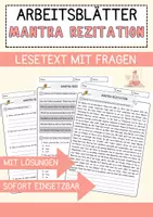 Vorschau - Arbeitsblätter - Mantra Rezitation Religion Arbeitsblätter mit Fragen + Lösungen Lesetext - Deckblatt