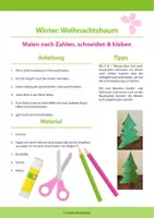 Vorschau - Mal- und Bastelvorlagen - 3 in 1 Übung im Winter: Weihnachtsbaum - malen, schneiden, kleben - Seite 1