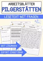 Vorschau - Arbeitsblätter - Pilgerstätten Religion Arbeitsblätter mit Fragen + Lösungen Lesetext - Deckblatt