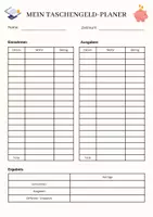 Vorschau - Arbeitsblätter - Mein Taschengeld-Planer - Deckblatt