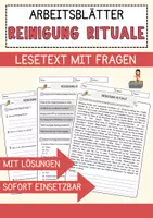 Vorschau - Arbeitsblätter - Reinigung Rituale Religion Arbeitsblätter mit Fragen + Lösungen Lesetext - Deckblatt