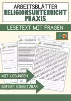 Vorschau - Arbeitsblätter - Religionsunterricht Praxis Religion Arbeitsblätter mit Fragen + Lösungen Lesetext - Deckblatt