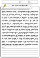 Vorschau - Arbeitsblätter - Reliquien Bedeutung Religion Arbeitsblätter mit Fragen + Lösungen Lesetext - Seite 1