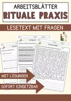 Vorschau - Arbeitsblätter - Rituale Praxis Religion Arbeitsblätter mit Fragen + Lösungen Lesetext - Deckblatt