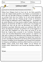 Vorschau - Arbeitsblätter - Sakrale Kunst Religion Arbeitsblätter mit Fragen + Lösungen Lesetext - Seite 1