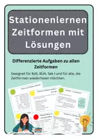 Vorschau - Arbeitsblätter - Stationsarbeit Zeitformen mit Lösungen - Deckblatt